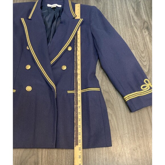 THE LIMITED Wool Navy Double Breasted Blazer Long Nautical w/Shoulder Pads Large - Picture 10 of 16